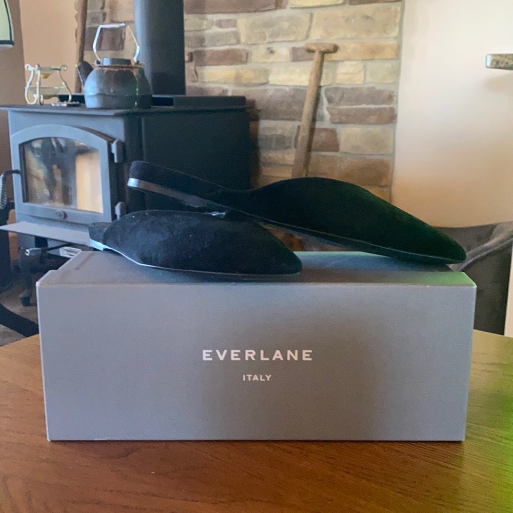 Everlane Black Suede Slides